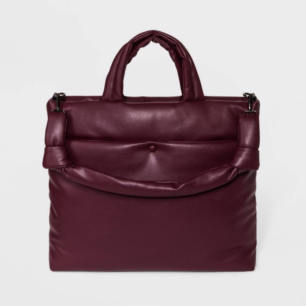 A new day soft puffer tote bag.